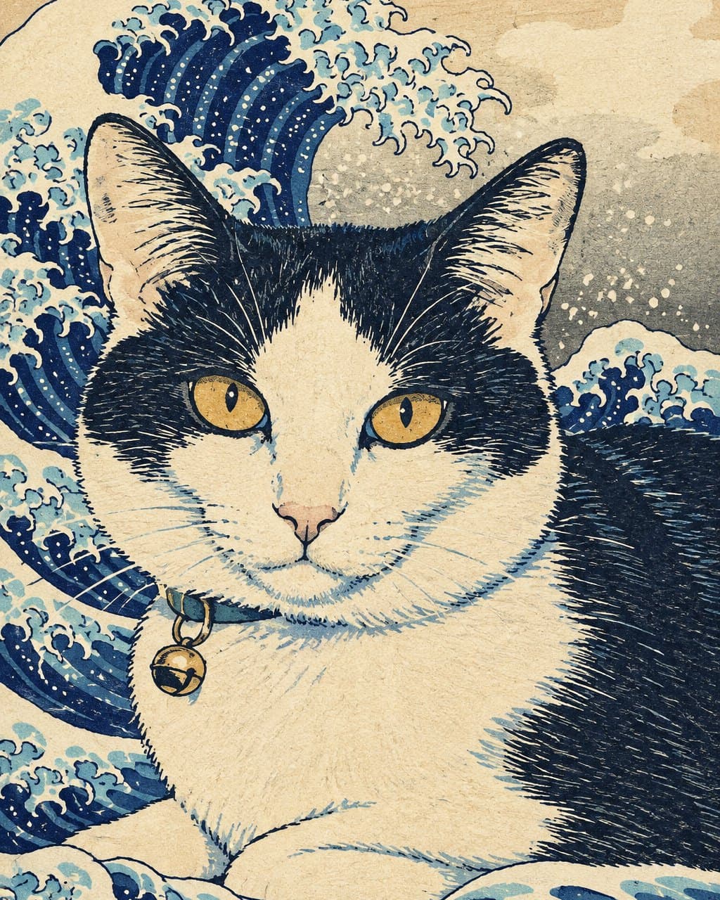 Oreo as a Japanese woodblock portrait