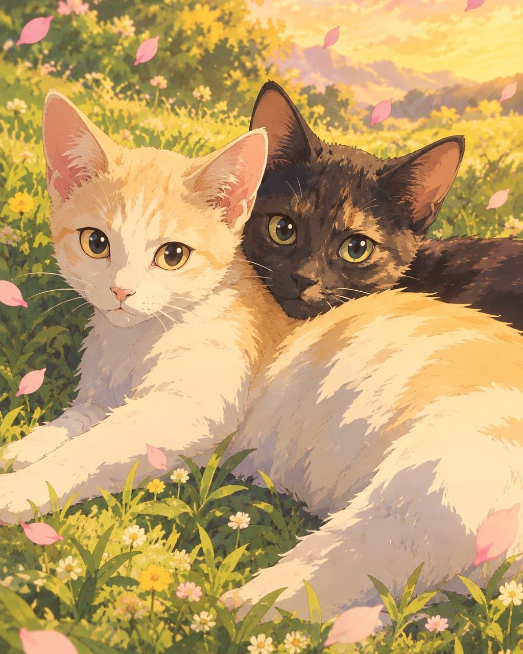 Momo and Tofu as a Anime portrait